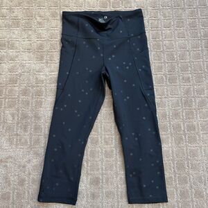 Gap Gapfit Crop All Over Star Print Legging Women Small Black Walk Run Yoga Gym